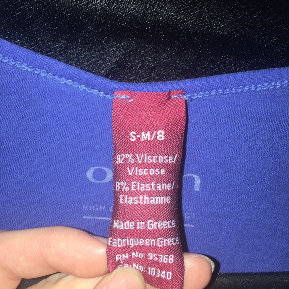 🦋 OLSON EUROPE Blue V-Neck Top w/ 3/4 sleeves - Picture 4 of 7